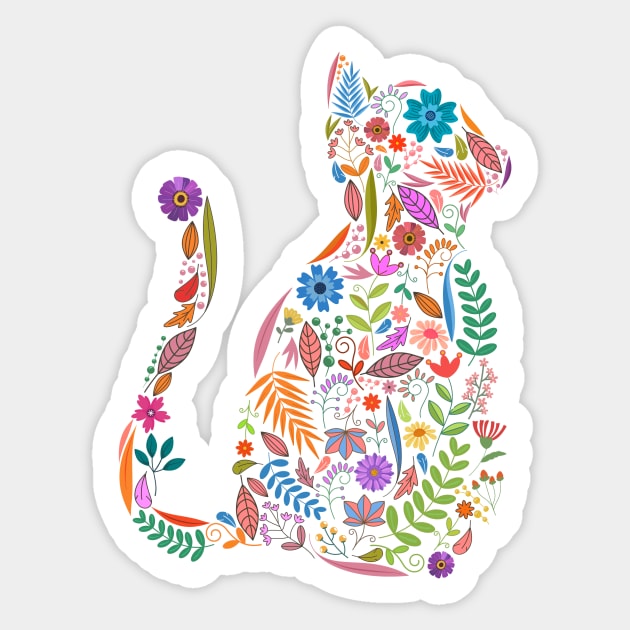 Fancy And Fine Flowered Cat Garden Design Sticker by LittleBunnySunshine